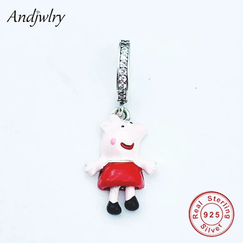 

Fit Bracelet Charms Silver 925 Original Lovely Pig With Enamel Drees Bead Bracelet&Bangle Jewelry Berloque