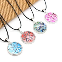8pcs natural shell alloy round pendant necklace multicolor for jewelry makingdiy necklace accessories wedding gift party 32x32mm