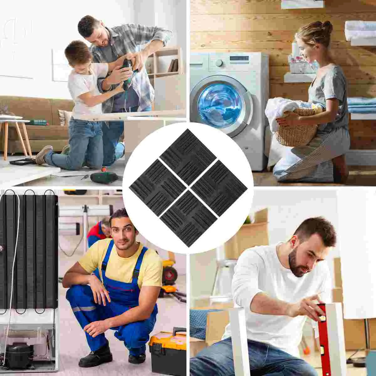 

4 Pcs Vibration Pads Washing Machine Mat Noise Sound Shock Isolation Deadening Mats Anti Ribbed Elastic Solid Rubber Cushion