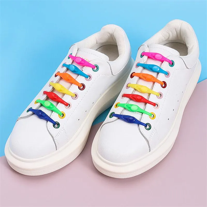12pcs Silicone Shoelaces Round Elastic Shoe Laces Safty No Tie Shoelace For Men Women children All Sneakers Fit Strap Shoe Laces