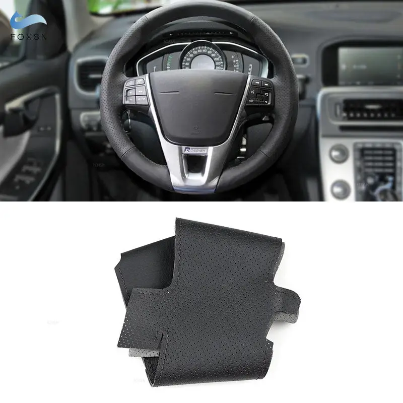Рулевое колесо для Volvo V40 2014 XC60 S60 LV60 S80L прошитый вручную черный перфорированный