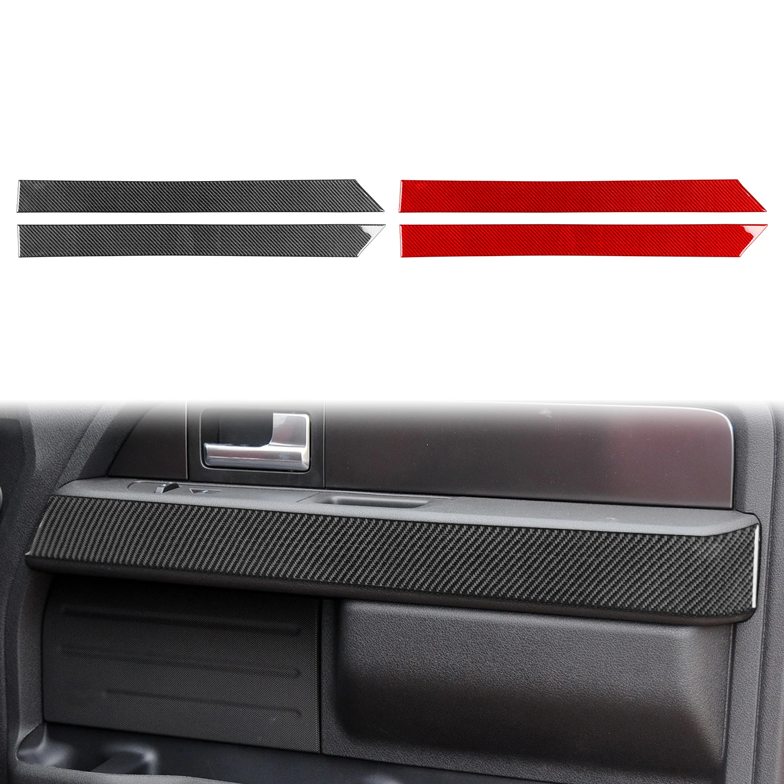 Фото Для Ford F-150 Raptor 2009-2014: Наклейки из настоящего мягкого карбона для отделки салона автомобиля, наклейки на передние двери и боковые подлокотники №2