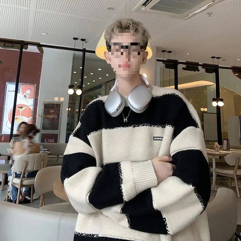 Мужской осенне-зимний новый свитер с цветными блоками свободная куртка в