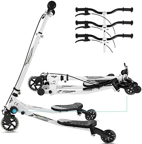 

3 Wheels Swing Wiggle Speeder for Kids Ages 3-8 with Adjustable Handlebar Height Self-Propelling Foldable Drifting Scooter