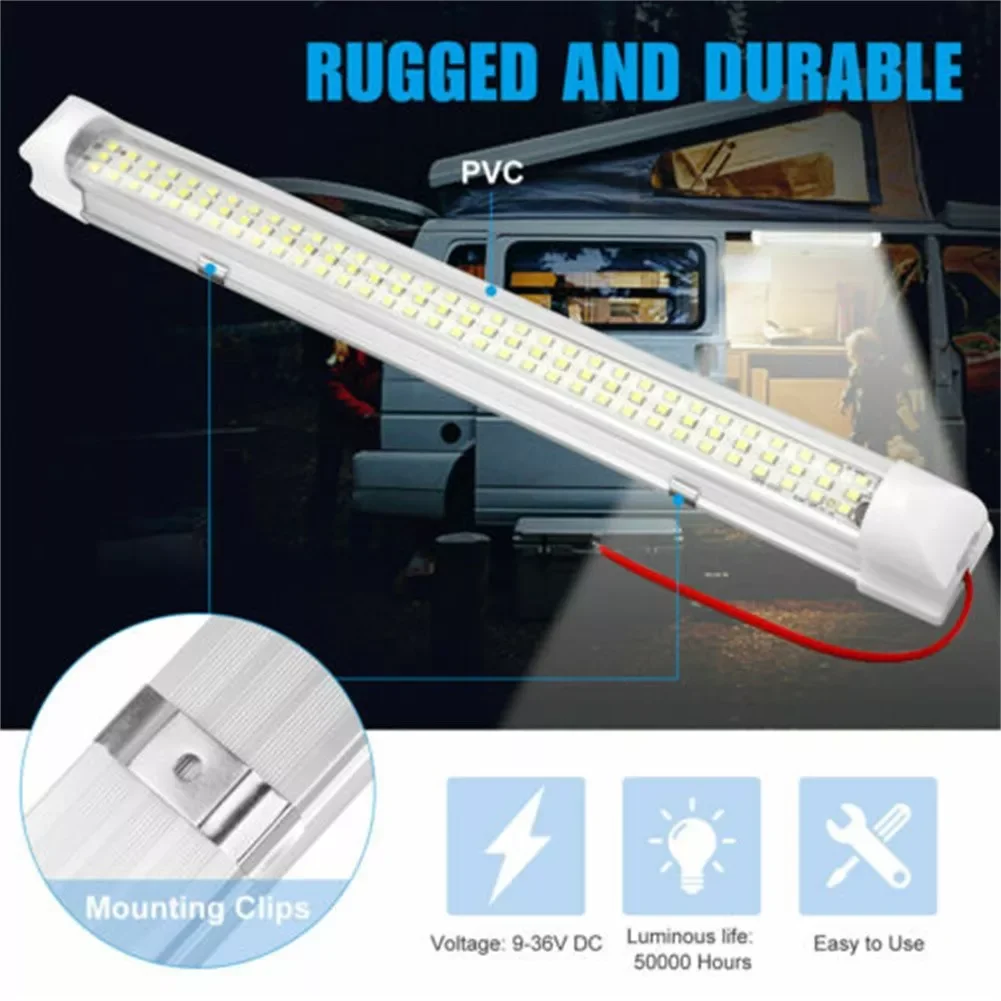 

108 Leds Car Boat Caravan LED Work Light Strip Interior Lamp Strip Bar ON/OFF Switch Durable DRL Light 12V Adhesive Sticker