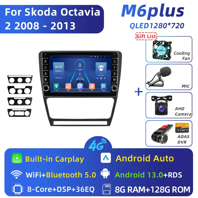 

Автомобильное радио Android 12 для Skoda Octavia 2 A5 2004-2013, мультимедийный видеоплеер, навигация, 2Din, стерео DVD, головное устройство Carplay