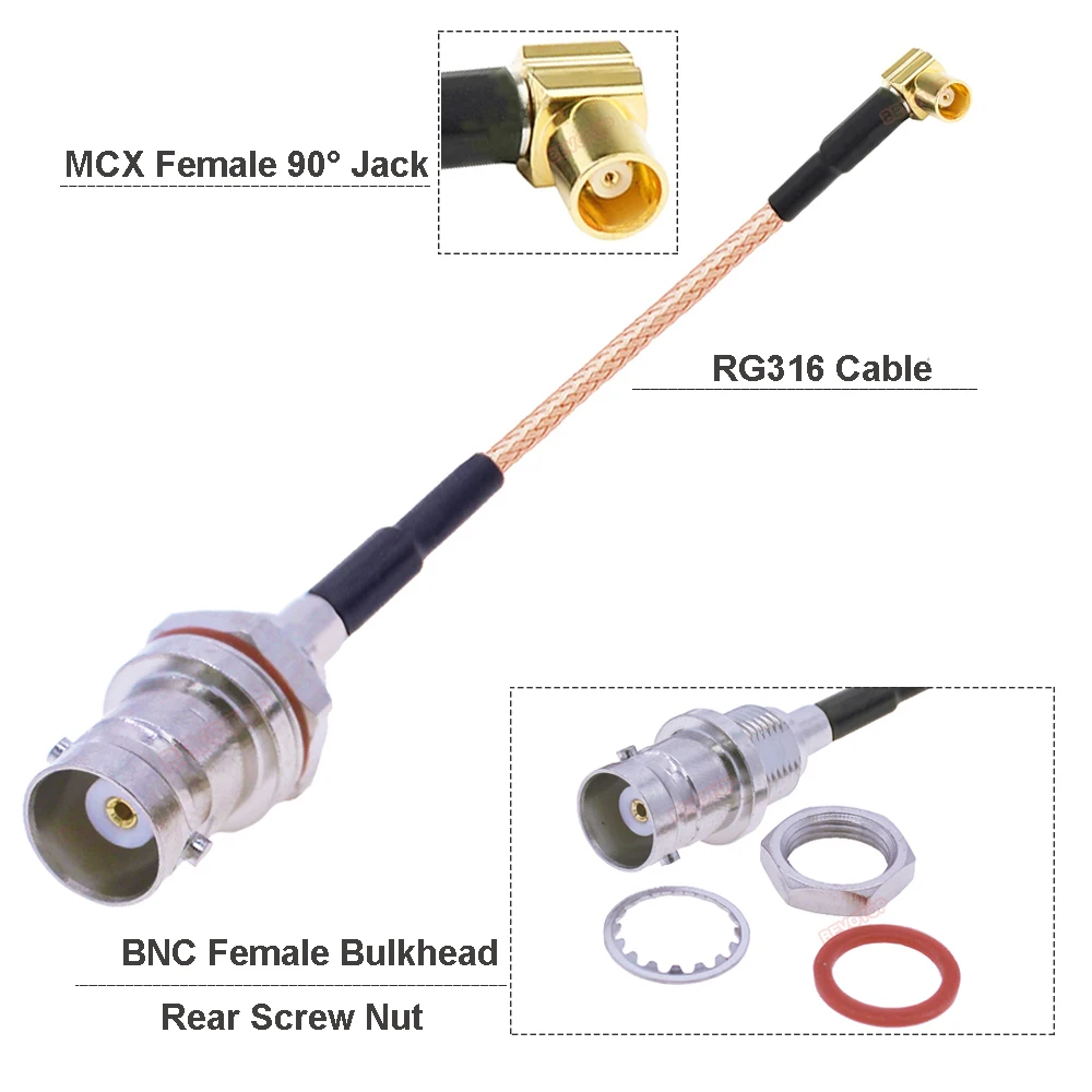 Кабель BEVOTOP BNC к MCX RG316 MCX «папа/гнездо» к BNC «мама» Задняя винтовая гайка Переборка 50 Ом RG-316 RF Коаксиальная перемычка Косичка