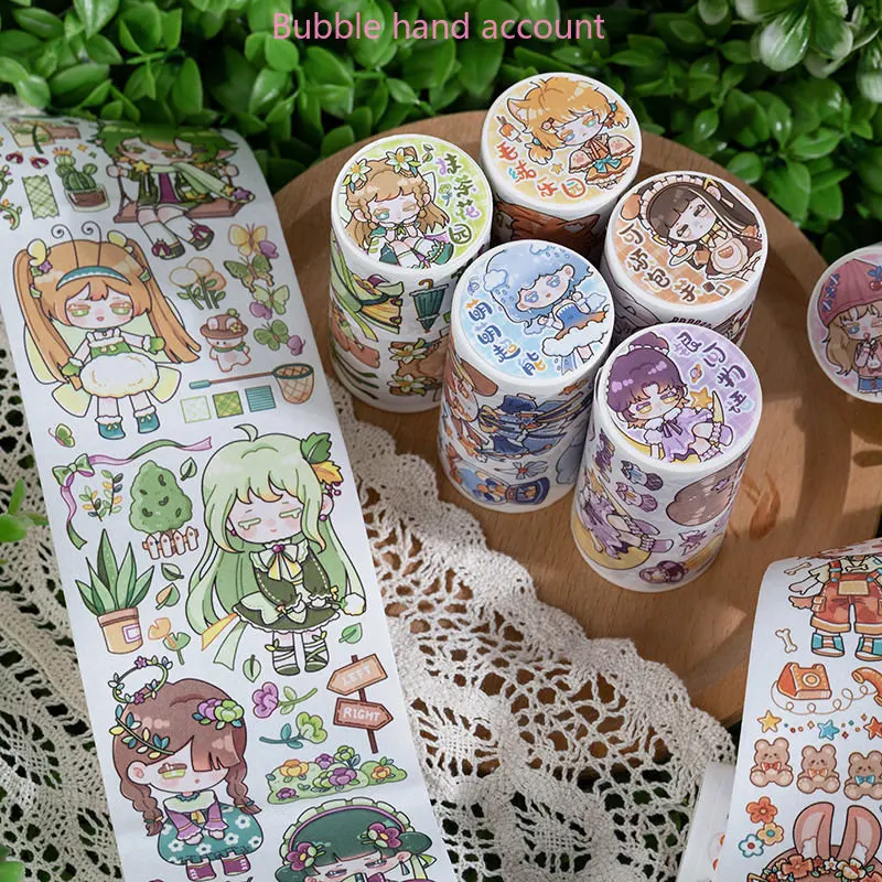 

Cute Parade Special Oil and Paper Tape Hand Account Film Material Girl Heart Dream Girl Cartoon Hand Account Sticker