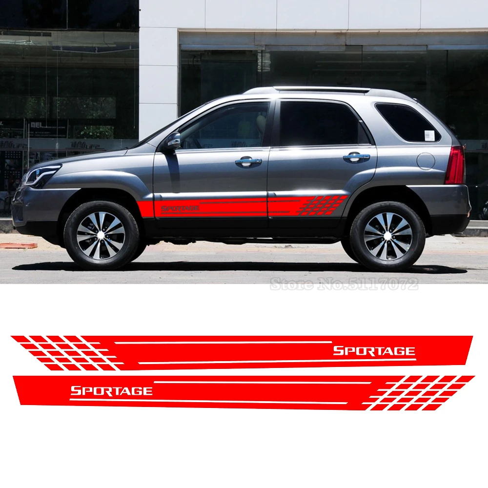 

2 шт. для Kia Sportage 3 4 QL Автомобильные Наклейки боковая юбка полосы светоотражающие автомобильные виниловые декоративные пленки двери DIY аксес...