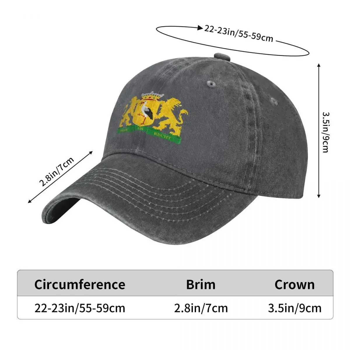 Wapen van Den Haag Nederland Hague Coat of Arms Netherlands Baseball Cap fishing hat Beach Outing Big Size Hat Man Women's