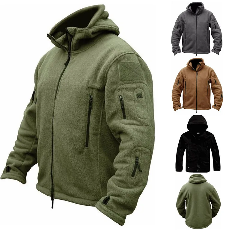 

Men's Outdoor Keep Warm Liner Fleece Sweater Men's Cold-Proof Shell Jacket Wind Hoodie Solid Color Hooded Jacket