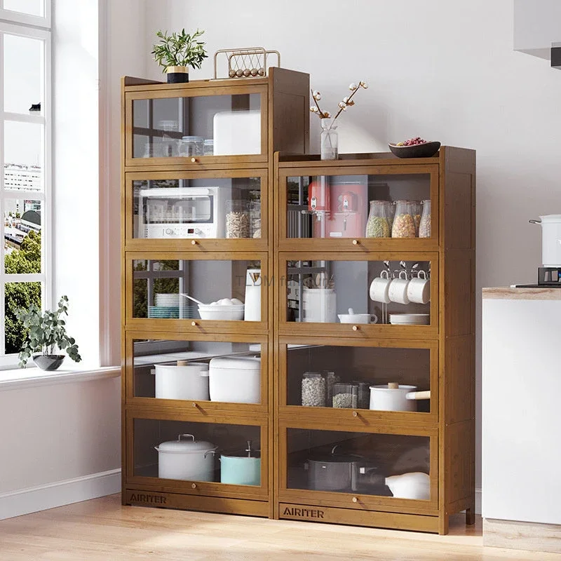 Современные бамбуковые кухонные шкафы для кухни мебель посуда шкаф хранения