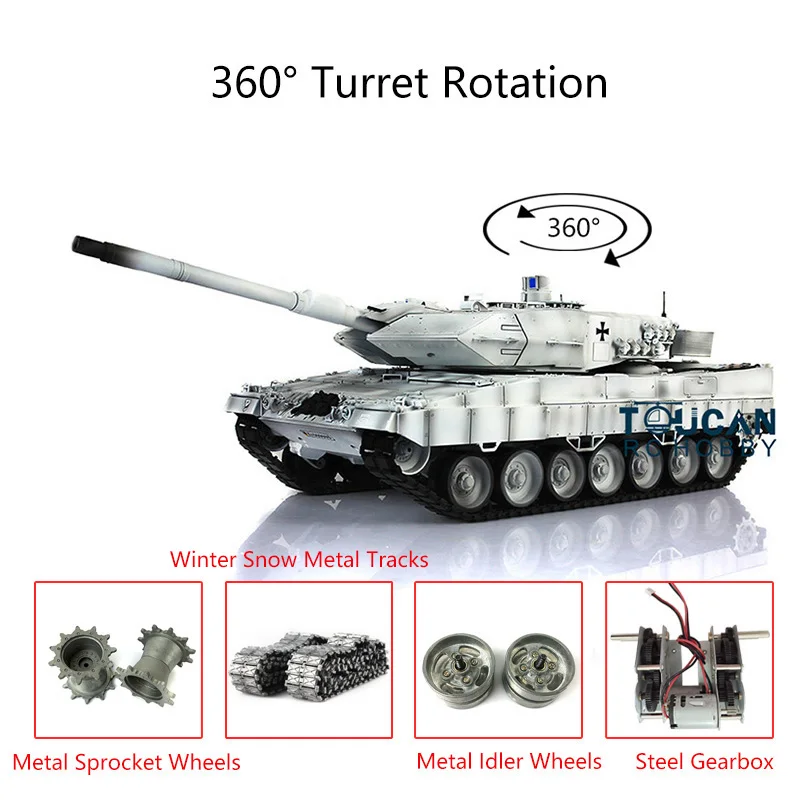 

Henglong 1/16 Snow Upgraded Ver 7.0 Leopard2A6 RC Tank 3889 360 Turret Rotation BB Airsoft Military Battle Toy TH17632-SMT7