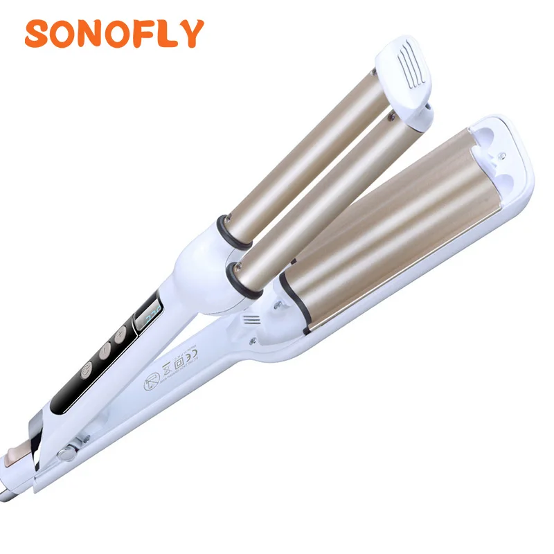 SONOFLY Hair Curler Triple Barrels Ceramic Curling Iron with LCD Automatic Constant Temperature 100-230 ℃ Styling Tool SH-8039