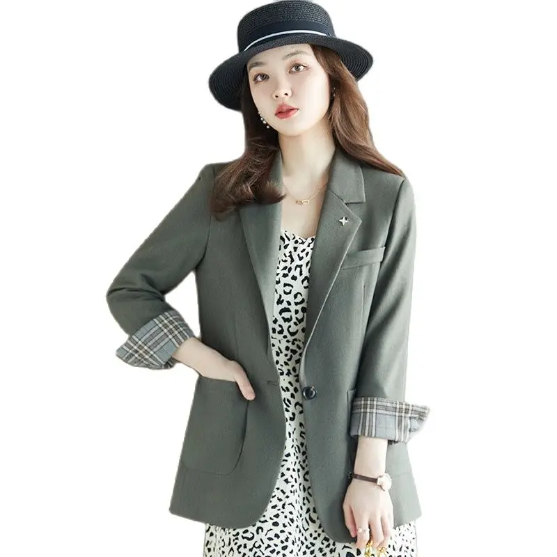 Women's jacket Fashion One Button Pockets OL Styles Fall Winter Blazers for Women Business Work Blaser Outwear Top S-4XL