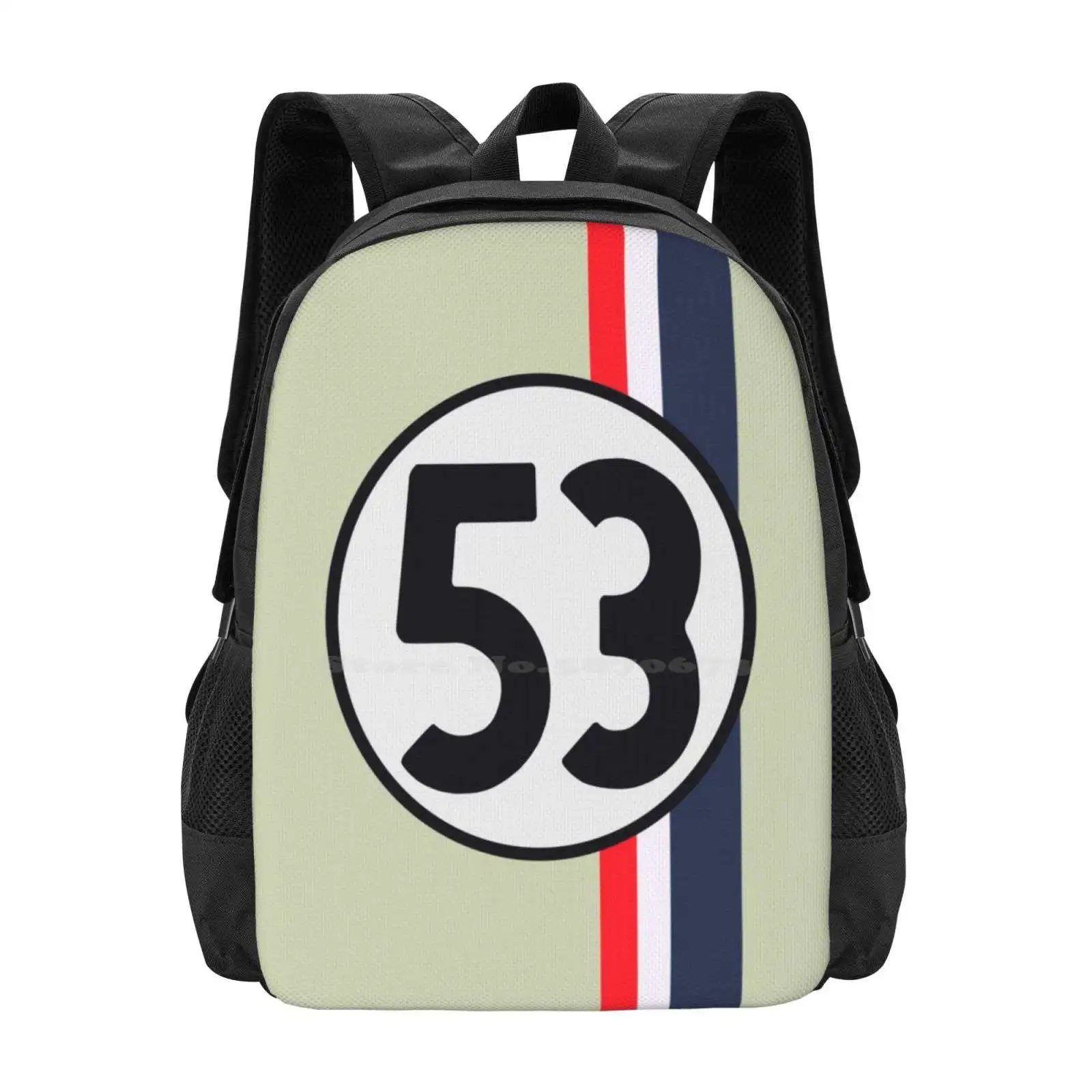 

The Original L87 Pearl White Love Bug Backpacks For School Teenagers Girls Travel Bags Herbie Love Bug Movie Funny L87 Drive