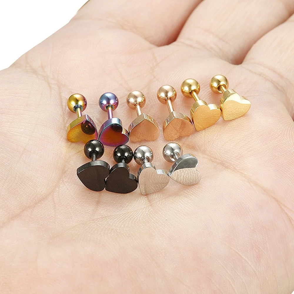 Серьги-гвоздики из нержавеющей стали в форме сердца