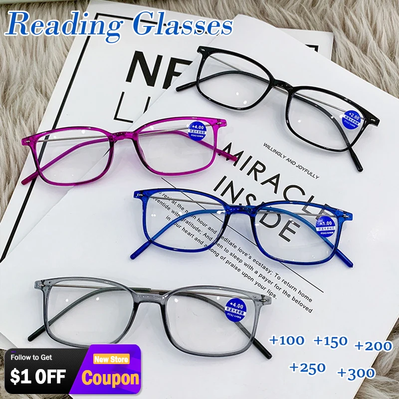 

2023 Anti Blue Light Reading Glasses Square Frame Glasses Elder Aged Men Women Radiation Protection Optical Computer Glasses