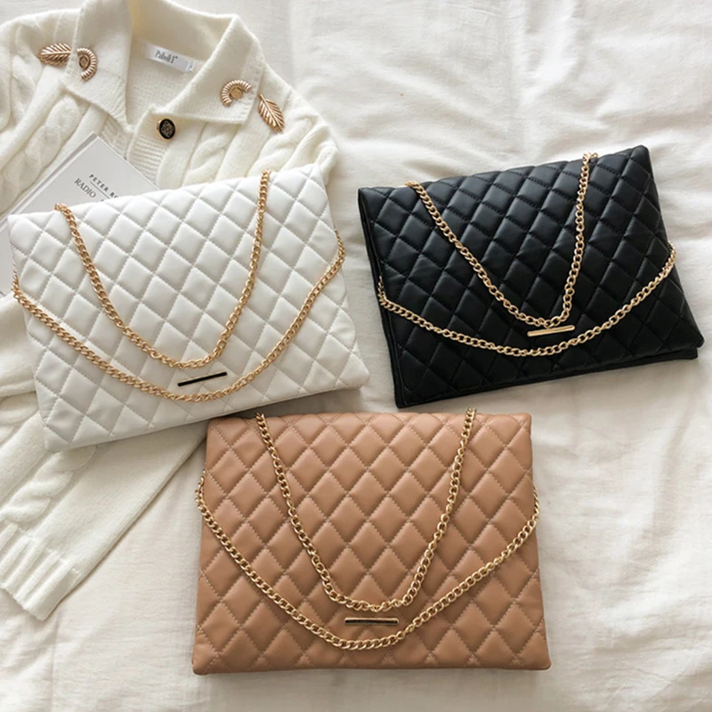 Spring Shoulder Bag Fashion Plaid Pu Leather Crossbody Bags for Women Large Envelope Handbags and Purses bolsa feminina 2023 New