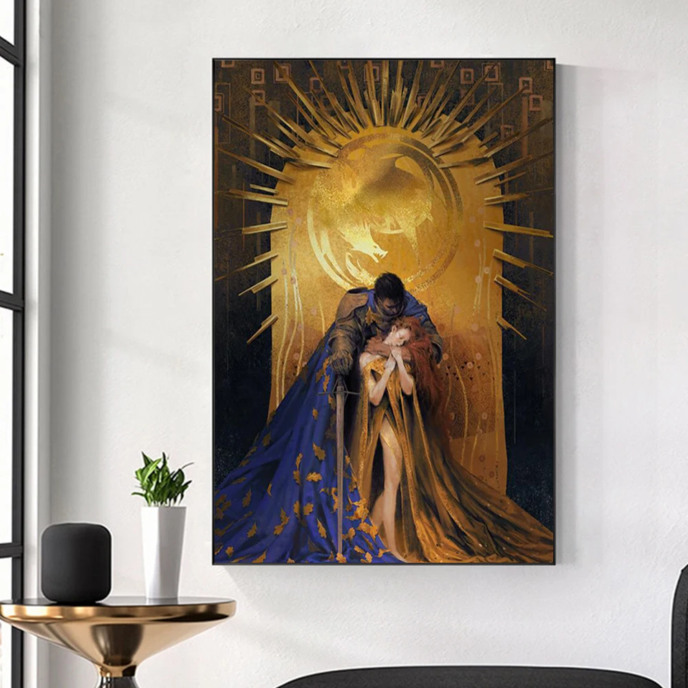 

Винтажная Картина на холсте под дерево рыцарь обнимающая женщина роскошные золотые художественные постеры для влюбленных HD картина на стену для комнаты домашний декор