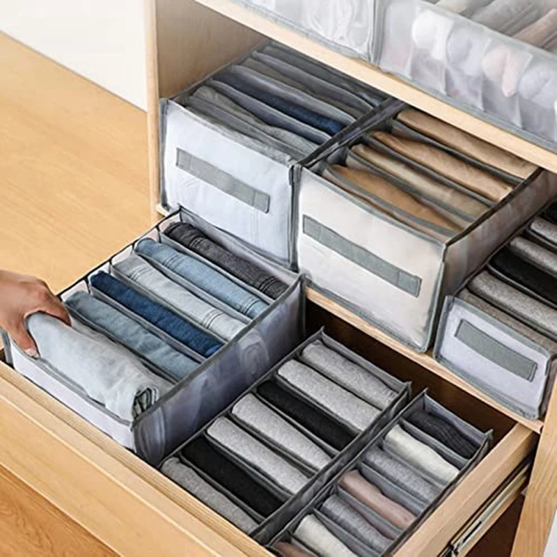 

Foldable Closet Organizer Drawer Divider Organizer For Jeans Underwear Socks Storage Box Pants Storage Organizer 7Grids