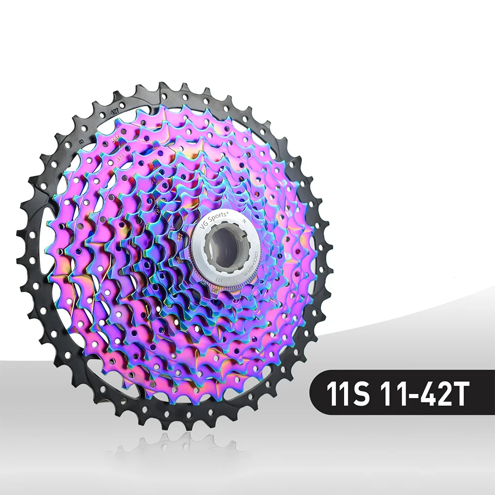 

VG Sports MTB Road Bike 11 Speed 11-42T Colorful Cassette Freewheel For-Shimano Colorful Aluminum Alloy Bracket Anti-rust