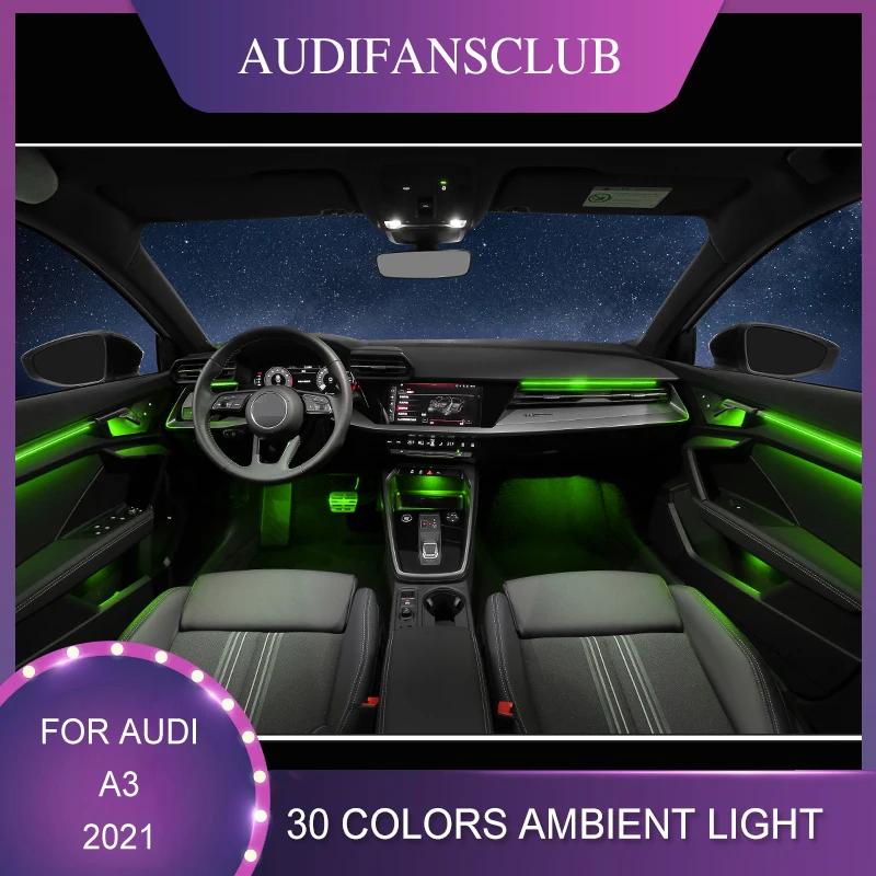 

Auto 30 Colors For Audi A3 S3 2021 MMI contorl Car Dashboard Panel LED Atmosphere Lamp Luminous Strip Ambient Light Decorat