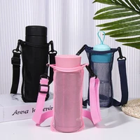 outdoor sport water bottle cover sport camping accessories cup sleeve mesh cup sleeve pouch portable visible bag with strap