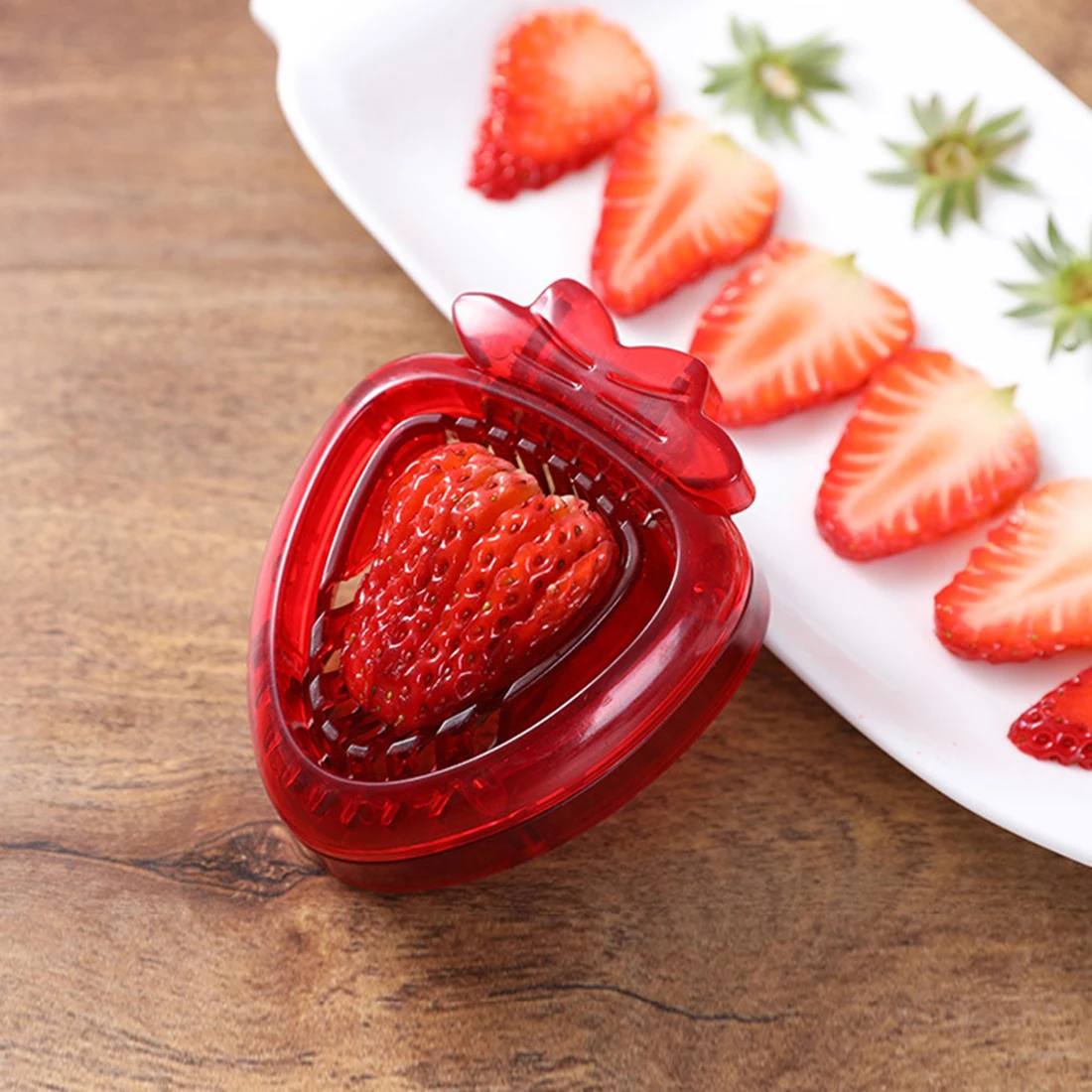 

Strawberry Slicer Fruit Cutter Carving Tool Salad Cutter Stainless Steel Strawberry Cutter Fruit Slicer Portable Kitchen Gadgets