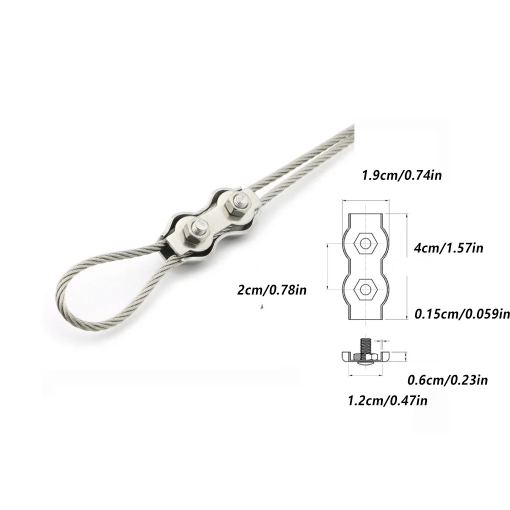 

12 Pieces M4 Stainless Steel Clip Wire Rope Swivel Clamp Double Grip