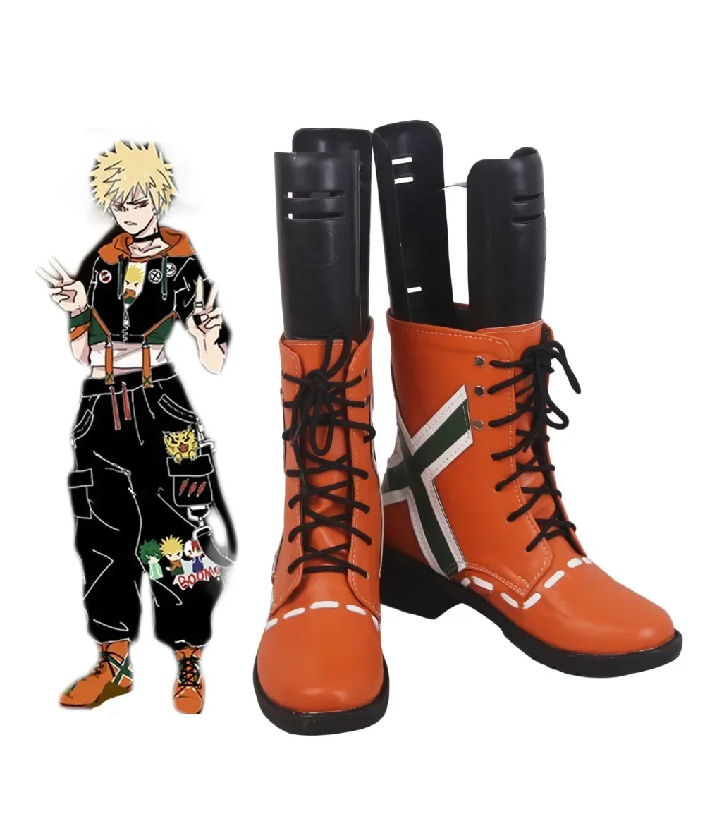 My Hero Academia Kacchan Katsuki Bakugo Orange Сапоги для косплея Обувь Boku no Косплей на заказ