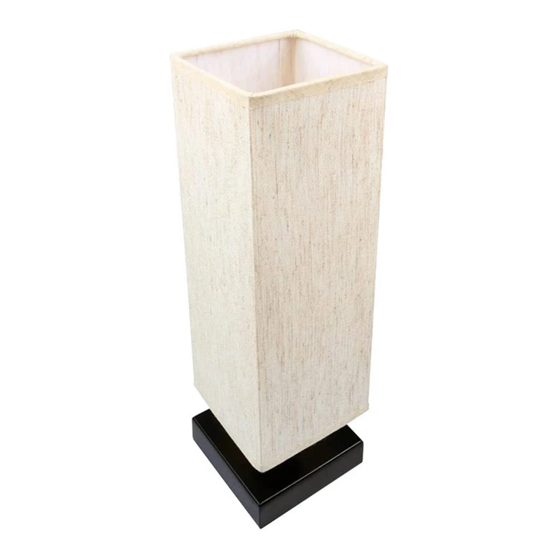 

1 PCS Minimalist Bedside Lamp Solid Wood Bedside Lamp With Square Fabric 110V US Plug