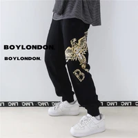 boy london mens and womens trend printing black loose breathable soft trousers couple casual all match slim sweatpants
