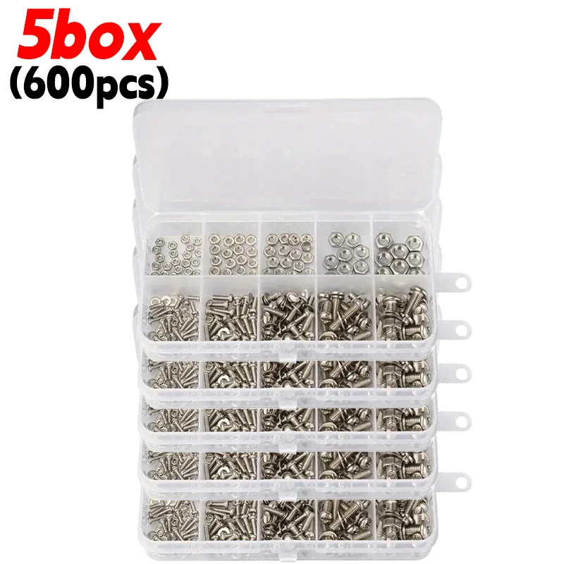 

Комплект винтов и гаек с шестигранной головкой M2 M2.5 M3 M4 M5