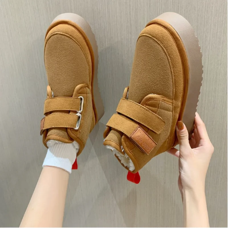 

New Fashion Sheepskin Leather Snow Boots for Women Natural Wool Fur Lined Short Mini Winter Warm Casual Boots Ankle Shoes 2023