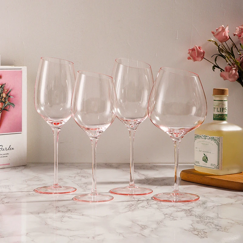 

150-550ml Pink Bevel Champagne Wine Glass Set Home Crystal Transparent Goblet Colored Glasses Nordic Glass Color Couple Cups