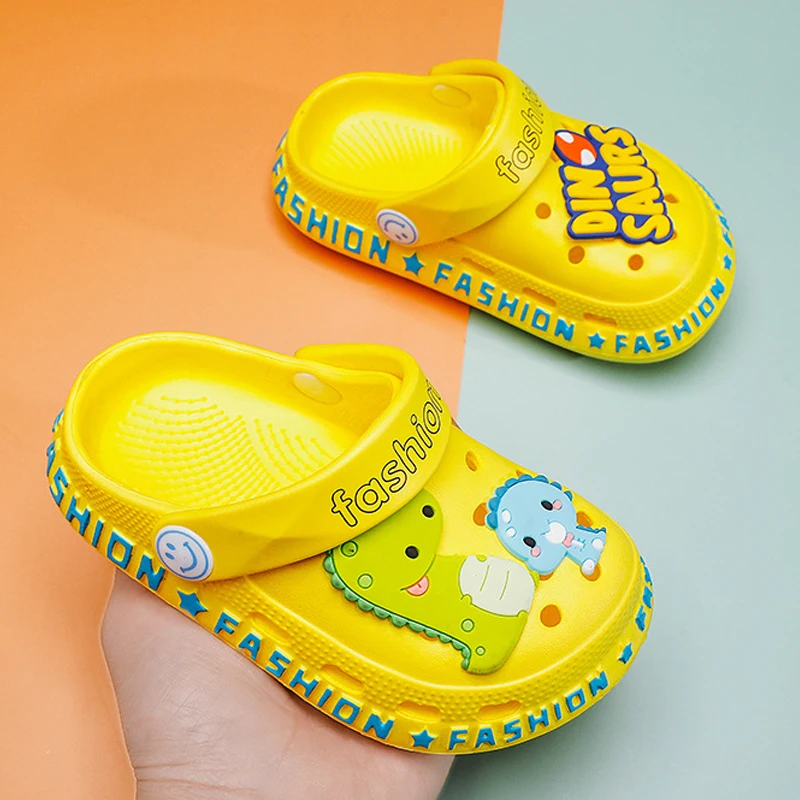 Шлепанцы с динозавром для мальчиков и девочек дышащие сандалии сада пляжа тапки