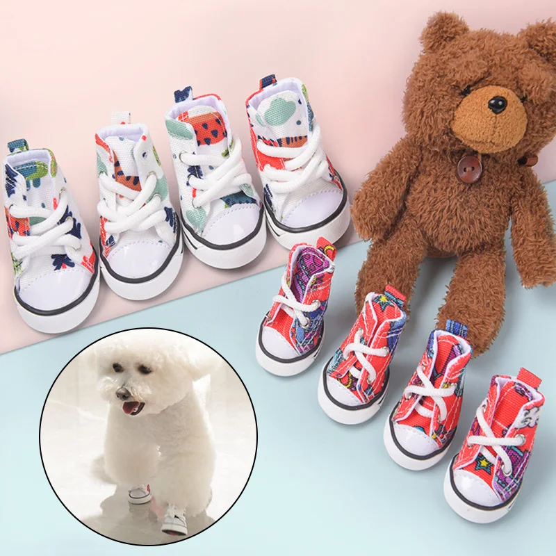 

2022 Dog Denim Canvas Shoes Wear-resistant Non-slip Dog Shoes for Small Dogs Cats Breathable Casual Dog Boots foot protector