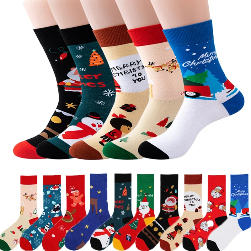 

Cartoon Christmas Socks Woman Santa Claus Christmas snowman SocksWinter Tree Snowflake Elk Snow Cotton Christmas Gift Socks