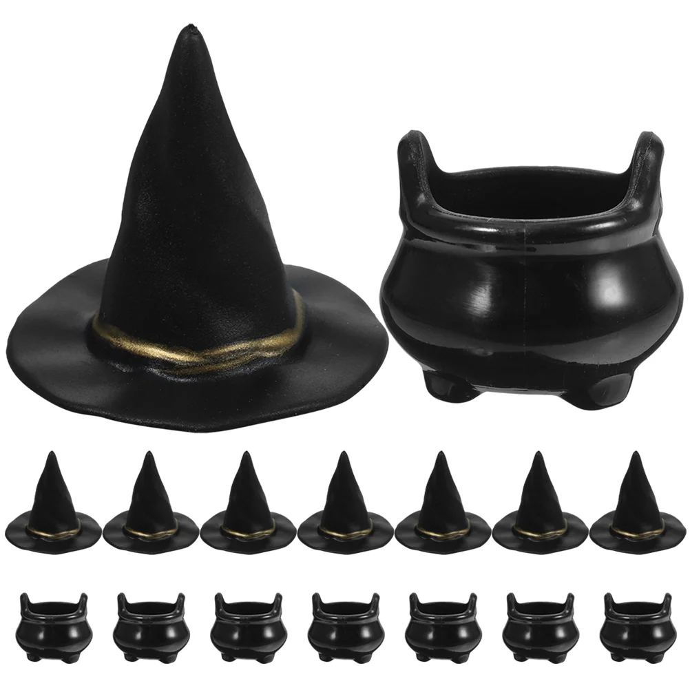 

10/24Pcs Miniature Witch Cauldron Mini Cauldron Model Halloween Mini Kettles Witch Boiler Can DIY Ghost Festival Little Toy