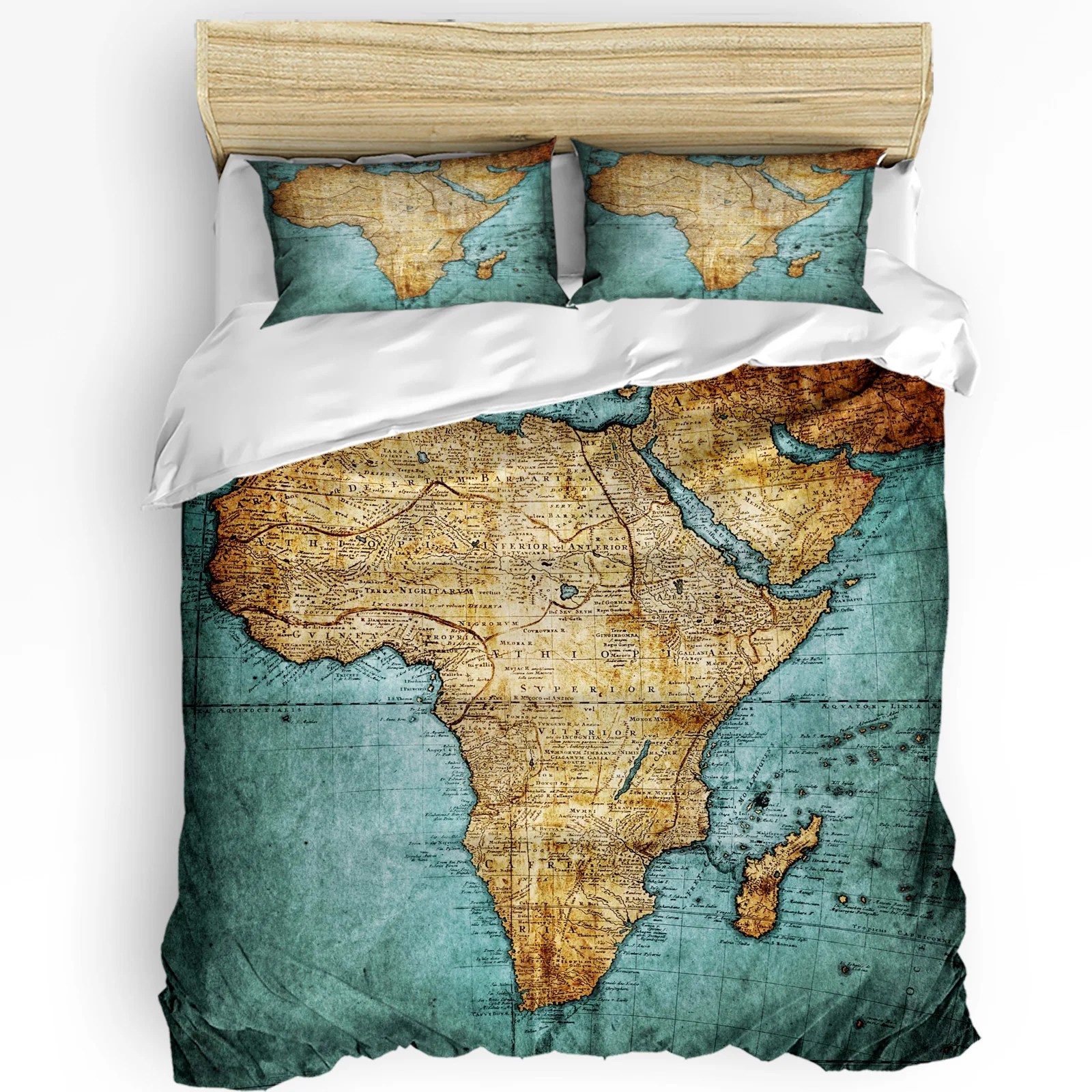 

Africa Map Retro Style Printed Comfort Duvet Cover Pillow Case Home Textile Quilt Cover Boy Kid Teen Girl 3pcs Bedding Set