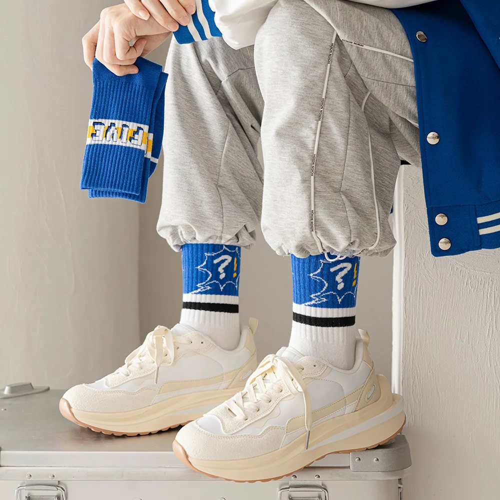 Socks for Men and Women With Sandals, Medium Tube Socks, High Top, European and American Street Ins Trend,Hip-hop Letter Sports
