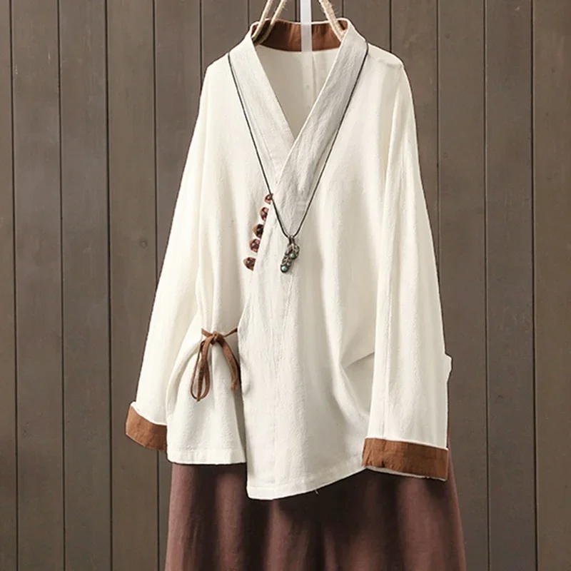 Традиционная китайская одежда белый топ-Ципао женская 2020 костюм Тан блузка