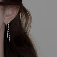 new minimalist long tassel threader drop earrings for women silver color twist chain shaped ear pendientes girls ear jewelry