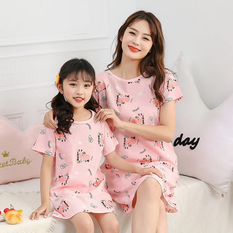 

Summer Mom Daughter Night Dress Family Pajamas Sleepwear Kids Girl Nightgown Pajamas for Teen Girls Kids Pajamas Dress