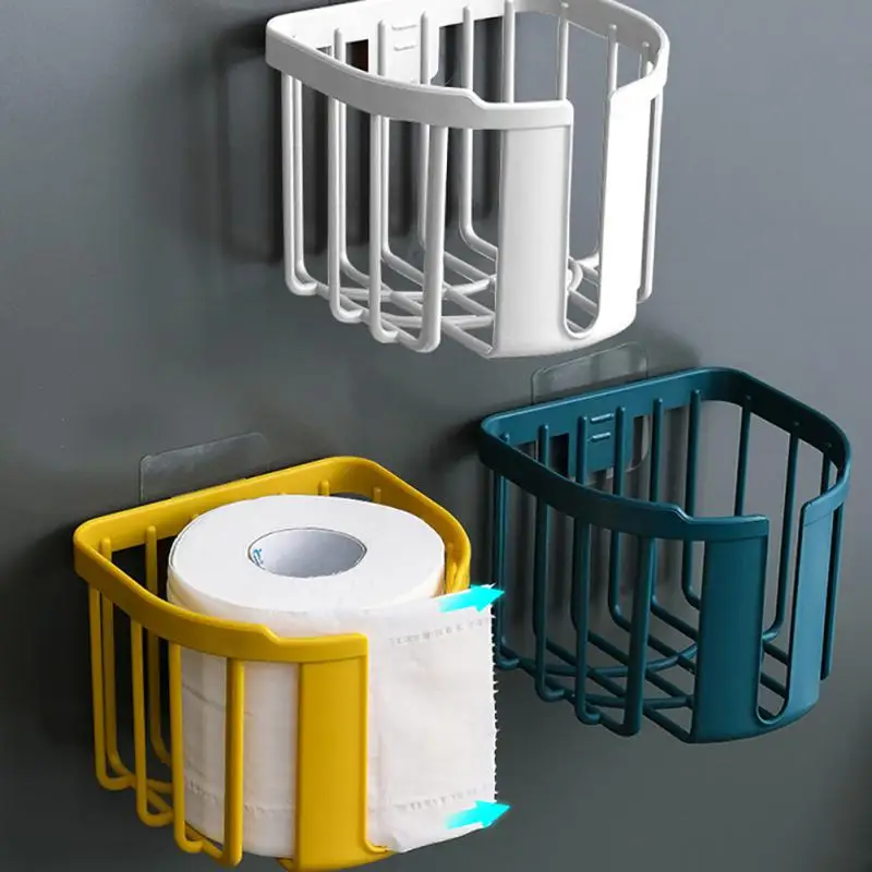 

Toilet Paper Holder Bathroom Wall-Mounted Paper Box Free-perforated Sticky Home Paper Holders Kitchen Tissue Box Prateleiras