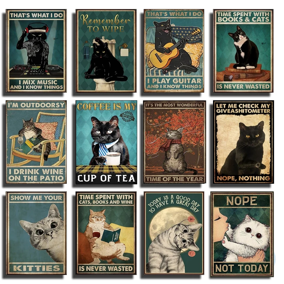 

5D Diy Diamond Painting Retro Humorous Cat Dog Full Rhinestones Embroidery Mosaic Cross Stitch Kits Home Decor New Arrivals 2023