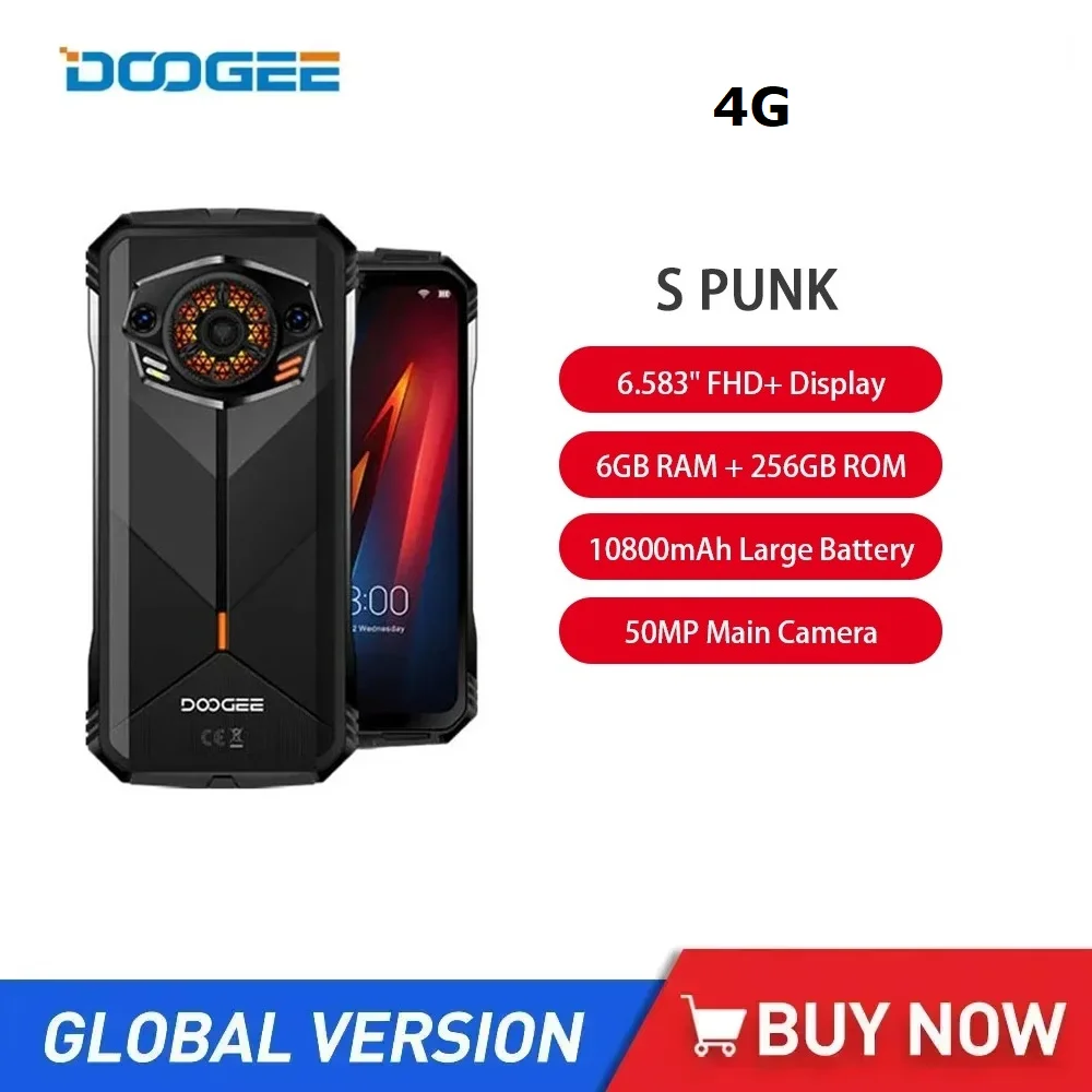 Прочный смартфон DOOGEE S Punk Android 14 со светодиодным эффектом 6 58 дюйма 60 Гц дисплей ГБ +