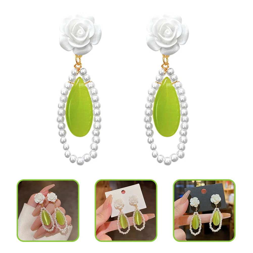 

Earrings Ear Jewelry Danglechic Green Girls Dangler Opals Aesthetic Flower Drop