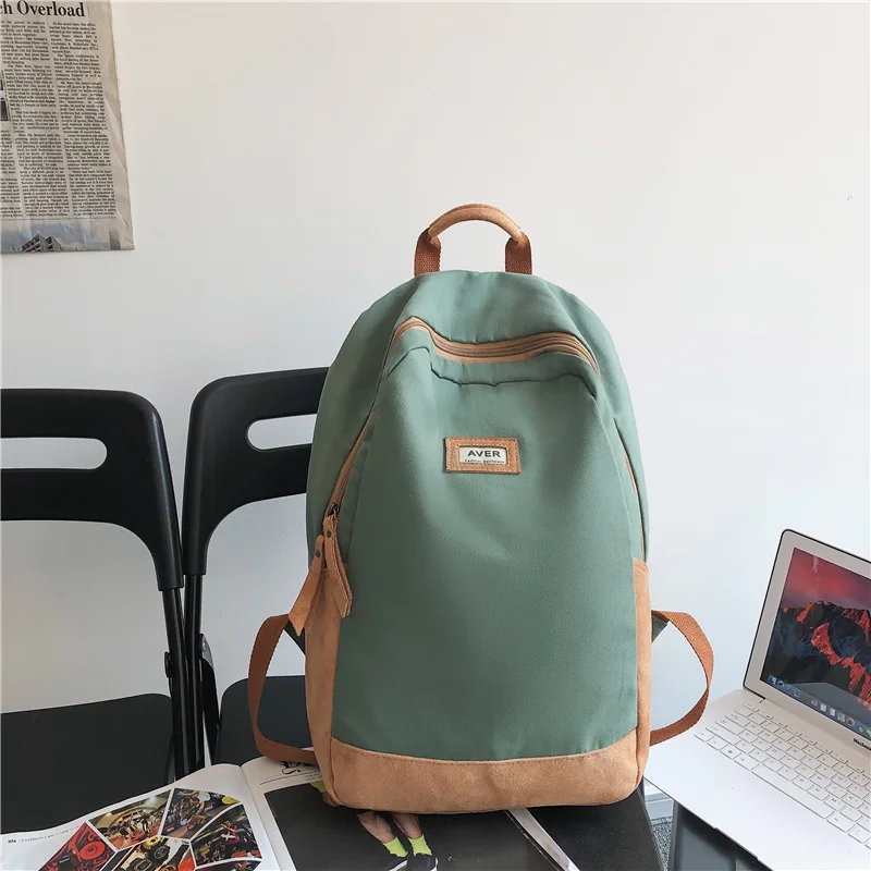 

Casual Panelled Women Backpack College School Bags Canvas Patchwork Fashion Cool Book Bag Travel For Teenage Girls 2021 New